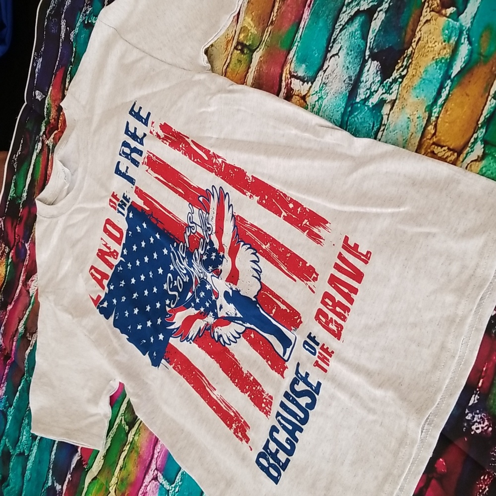 Port & Company - Land Of The Free Because Of The Brave, American Flag T-Shirt